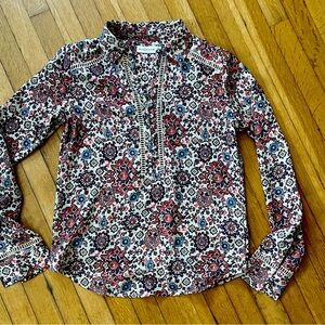 Abercrombie & Fitch Red and Blue Blouse with Floral Print